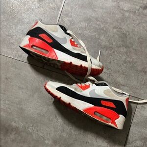 Nike Air Max 90 Sneakers - White, Orange, Black 5.5Y Inferno